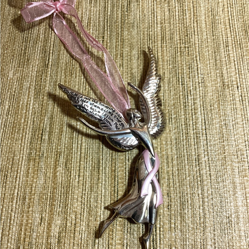 Alice M. Swain Angel Courage Ribbon Pendant Necklace Detail Silver